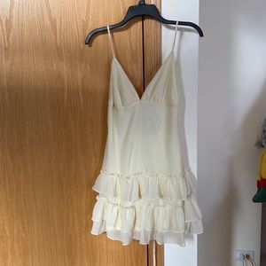 Baby yellow/ cream delicate strappy mini dress.